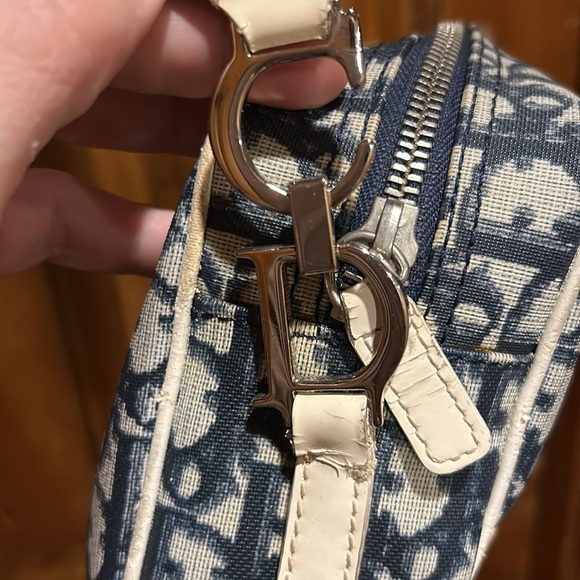 Christian Dior Trotter Oblique Crossbody Bag Authentic Navy Blue 2 - Picture 3 of 8